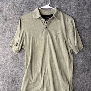 Hurley Men’s Olive Green Polo Shirt Size M – Casual Stretch Fit, Great Shape